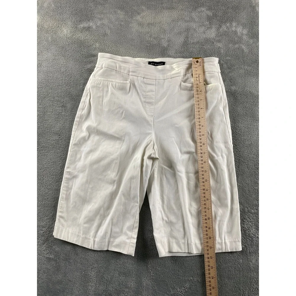 Fit Sight Womens White Pull On Bermuda Shorts Size Medium Stretch Casual Summer